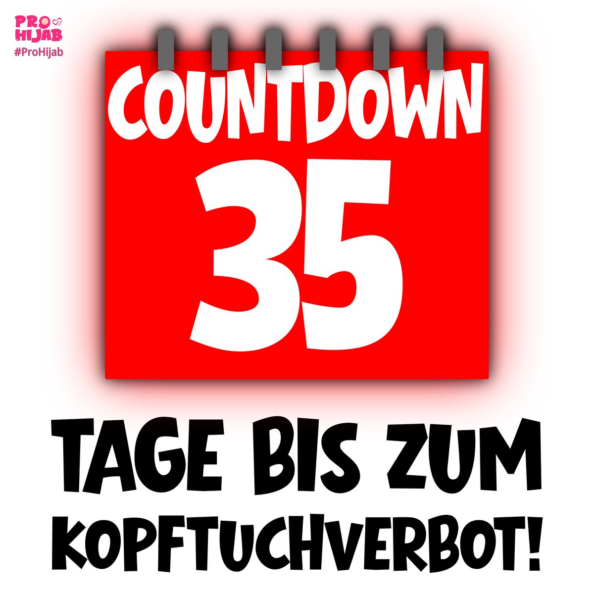 ProHijab's tweet photo. #prohijab
ALARM! Nur noch 35 TAGE bis zum Kopftuchverbot in Österreich❗️❗️❗️ https://t.co/aLC3wEhkqz