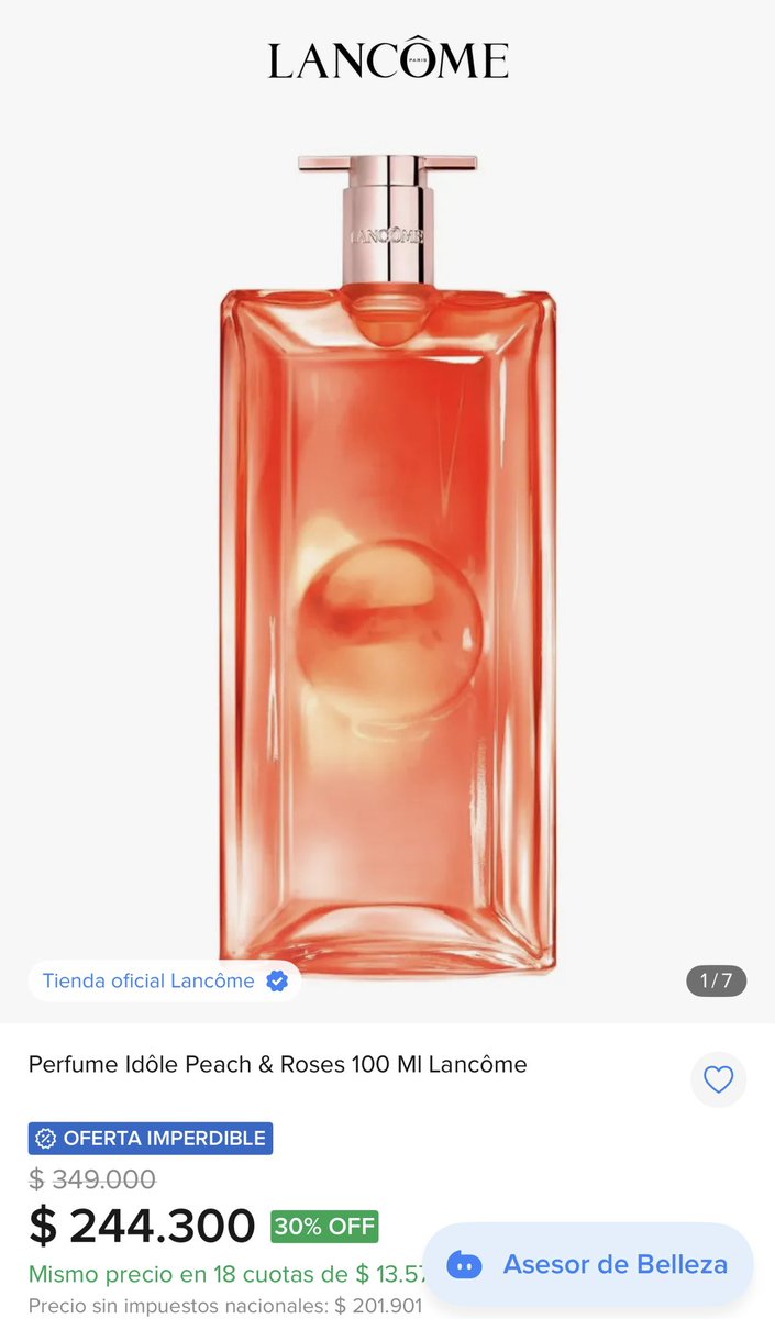 vmenditto's tweet photo. 📣Hasta 40% OFF y hasta 12 cuotas sin interés en perfumes de primerisima marca!! 

Este tremendo perfumazo en 18 
LANCOME IDOLE PEACH AMD ROSES 

https://t.co/KjvqYx2Xau

Si usas cupón de $8.000 “DOBLEOCHO” ahorras pero no tenes cuotas !

Acá dejo la lista que va creciendo 💪 
Ya tenemos 69 

https://t.co/5t7QpF4POA
