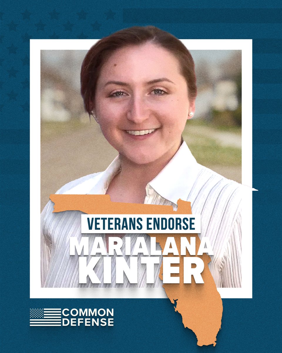 commondefense's tweet photo. Marialana Kinter, @MarialanaKinter, ran a Navy nuclear reactor and grew up on Medicaid and school lunch programs. Common Defense endorses her for Congress in FL-07 to bring that precision to fighting for working families.
Full statement in the thread.
#FL07 https://t.co/uJoxNw2YLD