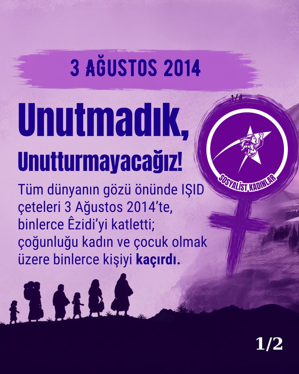 tspkadin's tweet photo. IŞİD’in tüm dünyanın gözleri önünde Êzidî halkına yönelik gerçekleştirdiği soykırımı unutmadık ve dirençle yaşamı yeniden inşa eden Êzidî kadınların onurlu mücadelesini saygıyla anıyoruz. Yaşasın Kadın Mücadelemiz! https://t.co/7VvM9GQ4ON
