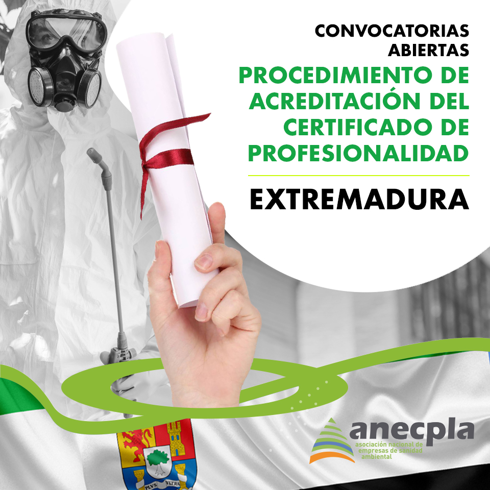 anecpla's tweet photo. 📃 Convocatorias abiertas de los procedimientos de evaluación y acreditación de competencias profesionales en Extremadura:

N2: Técnico Aplicador de Biocidas
N3: Responsable Técnico (Biocidas y Legionella)
LG: Técnico tratamientos Legionella

🔗 Enlace con toda la información: https://t.co/YwuzD1NKsp

#certificadoprofesionalidad #extremadura #sanidadambiental
