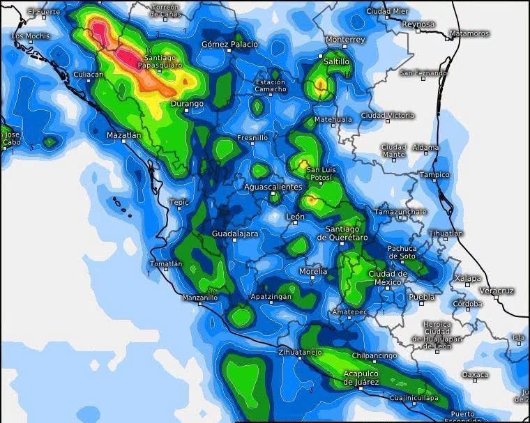 PCEstatalZac's tweet photo. 🚨🌦️ ¡ALERTA CLIMATOLÓGICA! 

De acuerdo con los pronósticos, las precipitaciones más intensas se registrarán de manera dispersa durante la tarde y noche. 

Estos fenómenos podrían venir acompañados de rachas de viento, caída de granizo y descargas eléctricas. https://t.co/OEiSRRkPGb