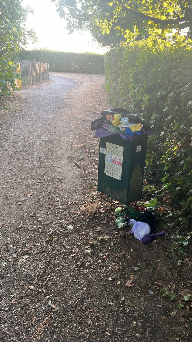 keefy5989's tweet photo. @Tendring_DC all bins in millennium green in Ardleigh overflowing with dog poo bags. I have reported this twice. Children play here https://t.co/RbKLUruZyA