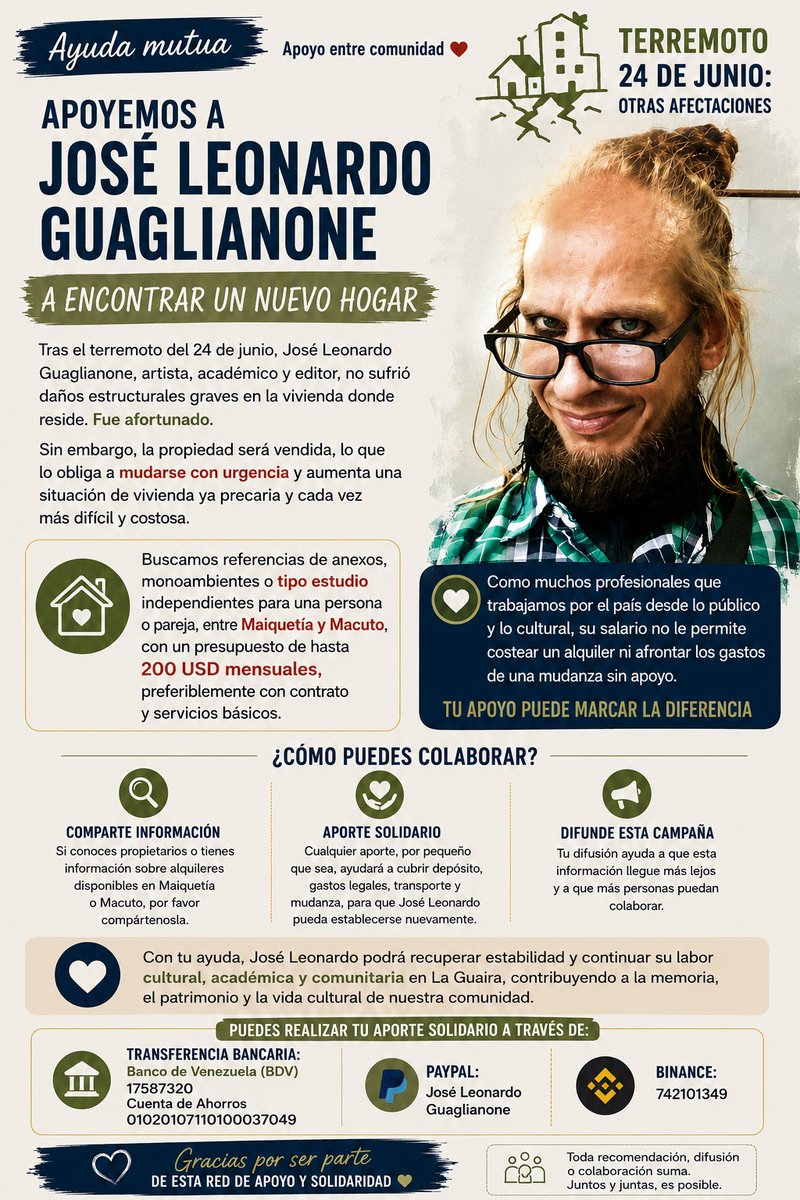 _calavera_'s tweet photo. Ayudemos a José Leonardo Guaglianone. Artista, académico y editor. Ayudémosle a conseguir un anexo o estudio en La Guaira o Caracas. https://t.co/0WZbSC0dxq