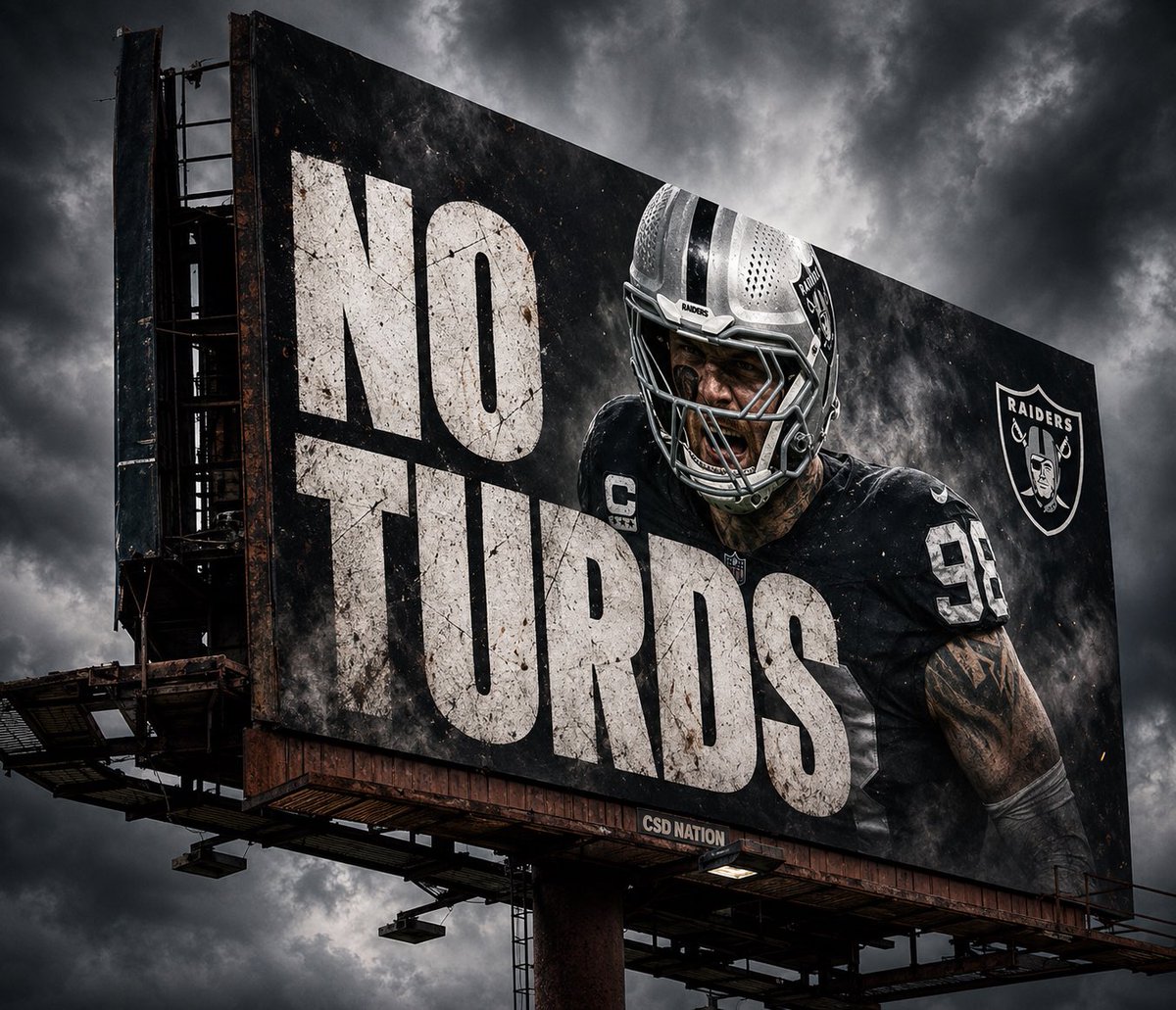 E5Nasty's tweet photo. New Raiders Sign in Las Vegas 😂😂😂
Raider Nation we found it!
From Time to Compete to No Turds this is hilarious! 🏴☠️ https://t.co/lc83eARRad