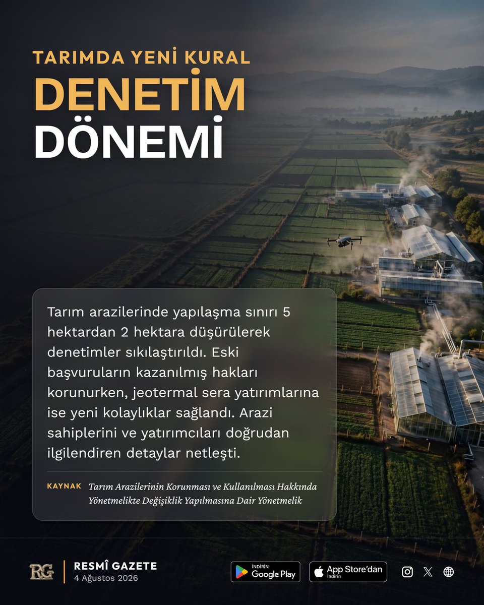 regasapp's tweet photo. TARIMDA YENİ KURAL: DENETİM DÖNEMİ

Kaynak: Tarım Arazilerinin Korunması ve Kullanılması Hakkında Yönetmelikte Değişiklik Yapılmasına Dair Yönetmelik

#resmigazete #hukuk #gündem #mevzuat #tarımveorman #tarımarazileri #serayatırımı #jeotermalenerji #i̇marveyapılaşma https://t.co/BOim7SbkoC