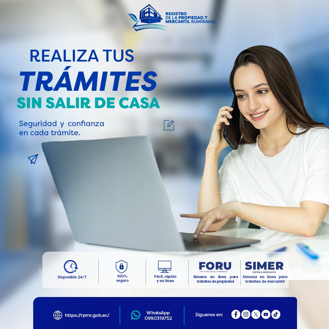 RPMRuminahui's tweet photo. Gestiona tus trámites desde la comodidad de tu hogar, sin filas y en cualquier momento.

🏡 Trámites de Propiedad: sistema FORU.

🏢 Trámites Mercantiles: sistema SIMER 

✅ Presenta solicitudes.
✅ Realiza pagos en línea.
✅ Da seguimiento al estado de tus trámites. https://t.co/074Gb8Uz33