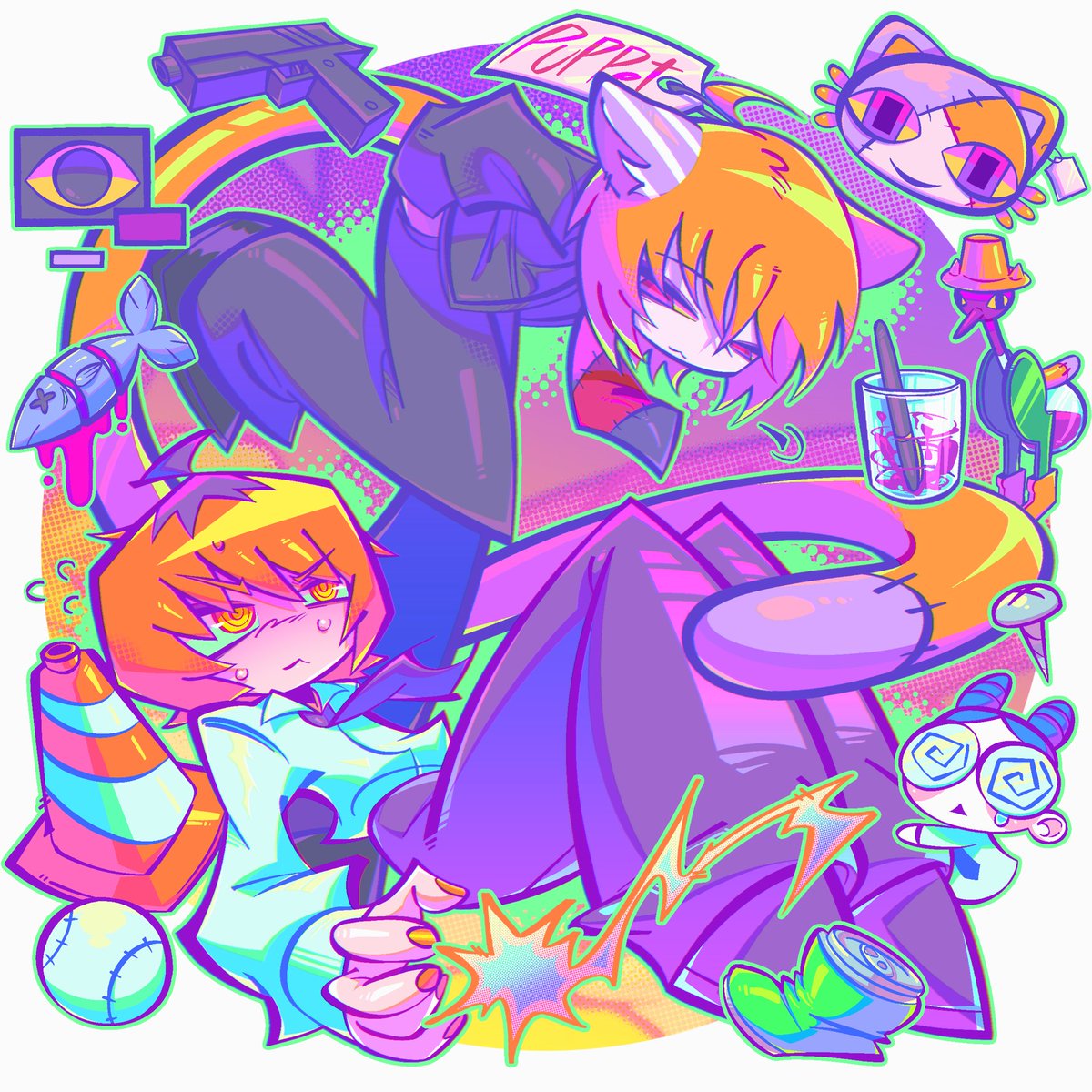 gimingan_'s tweet photo. 💜🐱💛💥
#natori_art https://t.co/5Qwqjf6yQ7