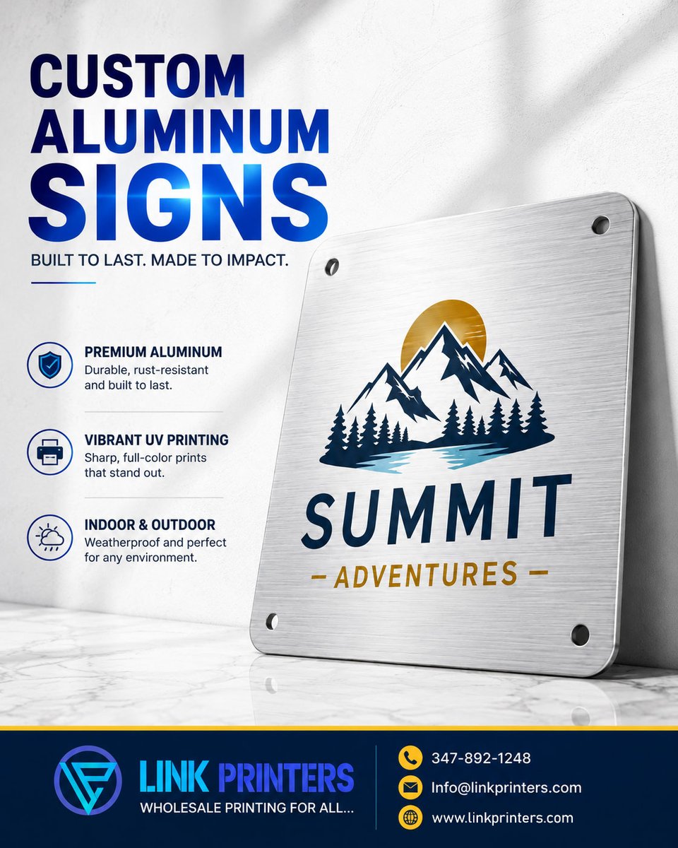 link_printers's tweet photo. Make Your Brand Impossible to Ignore!

Visit: https://t.co/yWrtYMxoPK

#CustomSigns #AluminumSigns #BusinessSignage #OfficeSigns #BrandIdentity #UVPrinting #CommercialPrinting #SmallBusiness #MarketingMaterials #LinkPrinters https://t.co/jTnNtGasEL
