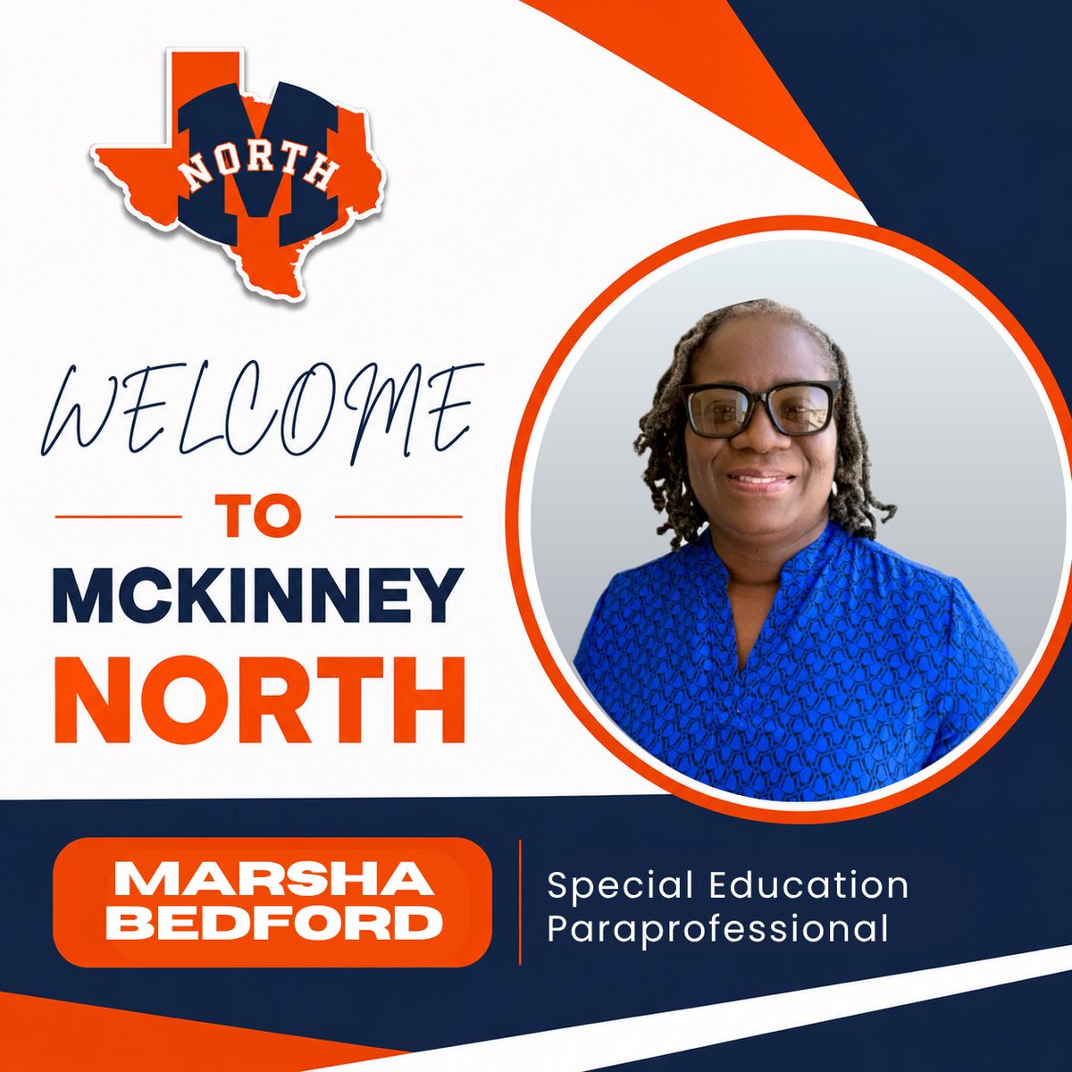 McKinneyNorthHS's tweet photo. Please join us in welcoming Marsha Bedford to North! https://t.co/fxAR7Z10sJ