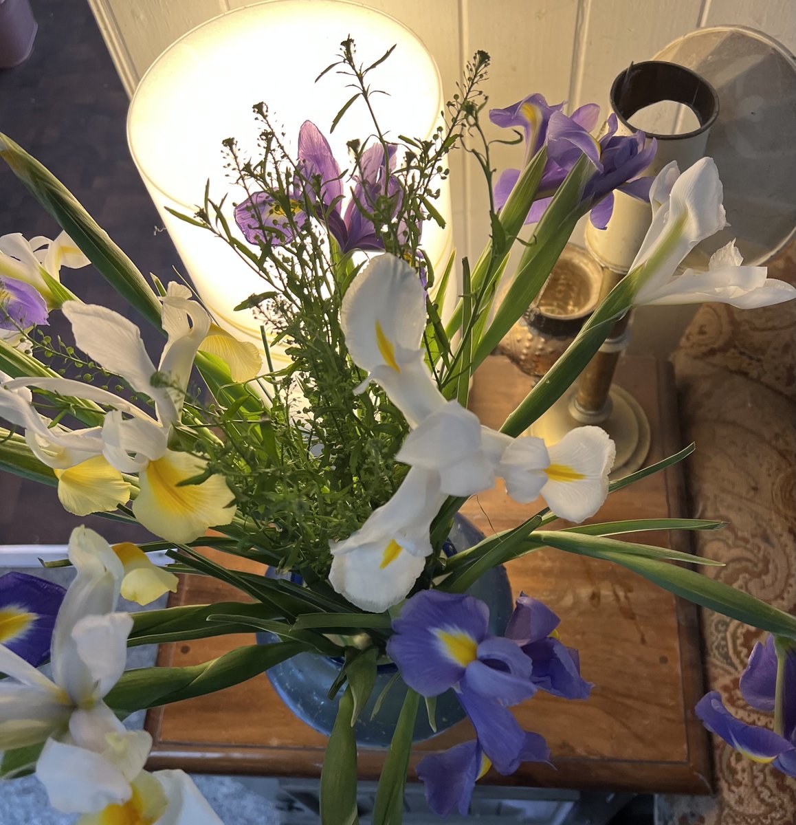 nneggs's tweet photo. Beautiful bouquet of Iris from my son- what a surprise and such a thrill https://t.co/m9gJewUJoa