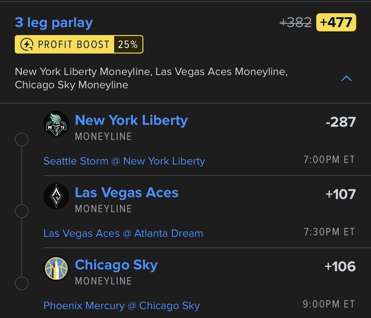 SherryScot15069's tweet photo. WNBA ML Parlay

Good Luck 
@PrizePlaybook https://t.co/yA4fqsKshq