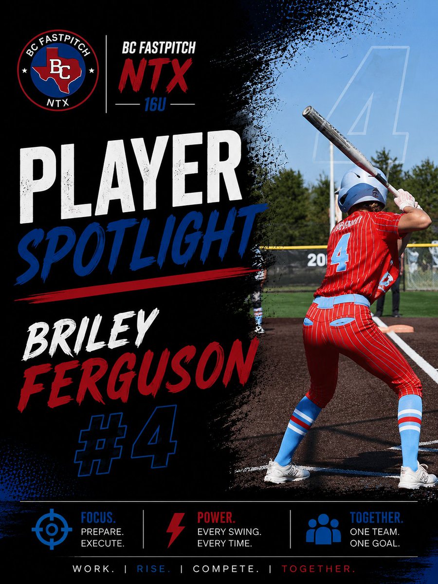 BCPremierNTX's tweet photo. 🥎 Briley Ferguson | Class of 2030
📍 Grandview High School
💪 OF/Utility
📚 3.5 GPA

⭐ Memory: Friendships I have made through softball

🎯 Goal: Glorify God, trust His plan, and compete with confidence

🙏 Fun Fact: I pray before every game and tournament

#BCFastpitchNTX https://t.co/JgrrUDfYRe