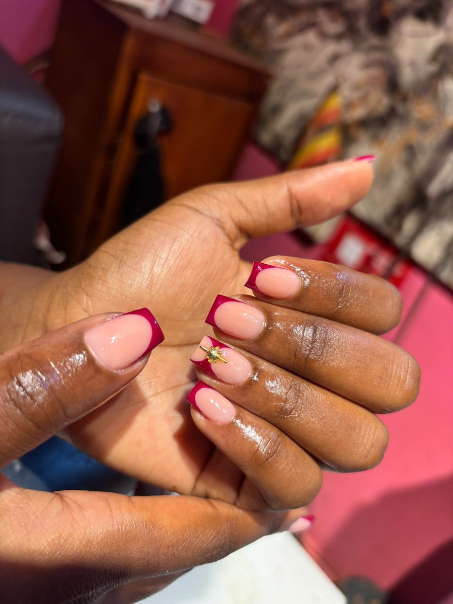 Edrine4g2's tweet photo. Clean, classic, with a little bit of spice. 🍒✨ You deserve a fresh set that makes you stare at your hands all day. Few slots left this week—DM or whats app 0752464743,add up on instagram and tiktok🗓️💅 #ShortNails #NailArt #Manicure https://t.co/lDLj96EK2p