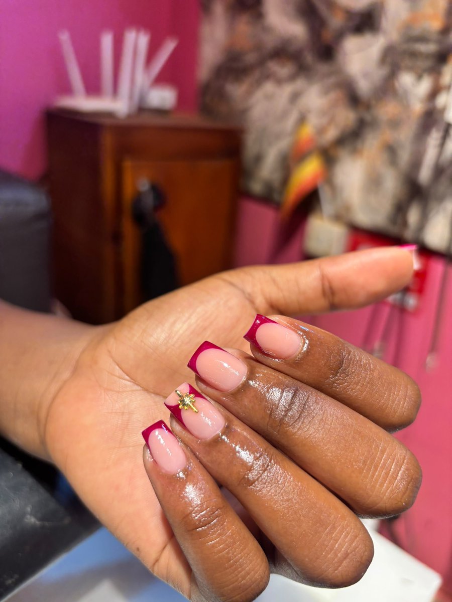 Edrine4g2's tweet photo. Clean, classic, with a little bit of spice. 🍒✨ You deserve a fresh set that makes you stare at your hands all day. Few slots left this week—DM or whats app 0752464743,add up on instagram and tiktok🗓️💅 #ShortNails #NailArt #Manicure https://t.co/lDLj96EK2p