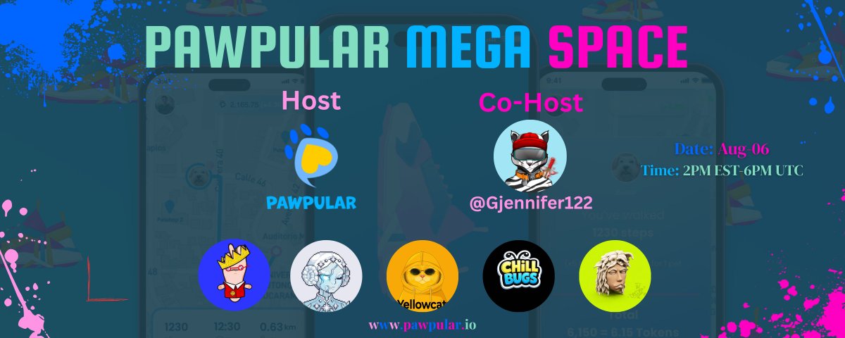 PawpularApp's tweet photo. 🐾🎙️ PawPular Space #53 — Community Connections + GIVEAWAYS! ✨

August is here, and we're kicking off the month with another exciting PawPular Space! Join animal lovers, Web3 builders, creators, and friends as we connect, share project updates, and enjoy another fun-filled community session. 💚🐶🌍

🗓️ August 6 | 2PM EST / 6PM UTC
🎤 Hosted by @PawpularApp 🐾
🤝 Co-hosted by @Gjennifer122 ✨

🎁 GIVEAWAYS
🐾 1 PPG NFT Free Mint
🐾 1 CEN NFT

Featured Guests:
@Yellowcatz_ @demeronis @TheChillBugs @ClickOnChain @DecoLabsInc 

❤️ Like & RT | 👥 Tag 3 friends | 🎧 Be in the Space
🔗 https://t.co/X9jHQHW4h6

Come hang out with the PawPular community, meet amazing projects, hear the latest updates, and enjoy some paw-some giveaways. We can't wait to see you there! 🐾🚀

#pawpular #web3forgood