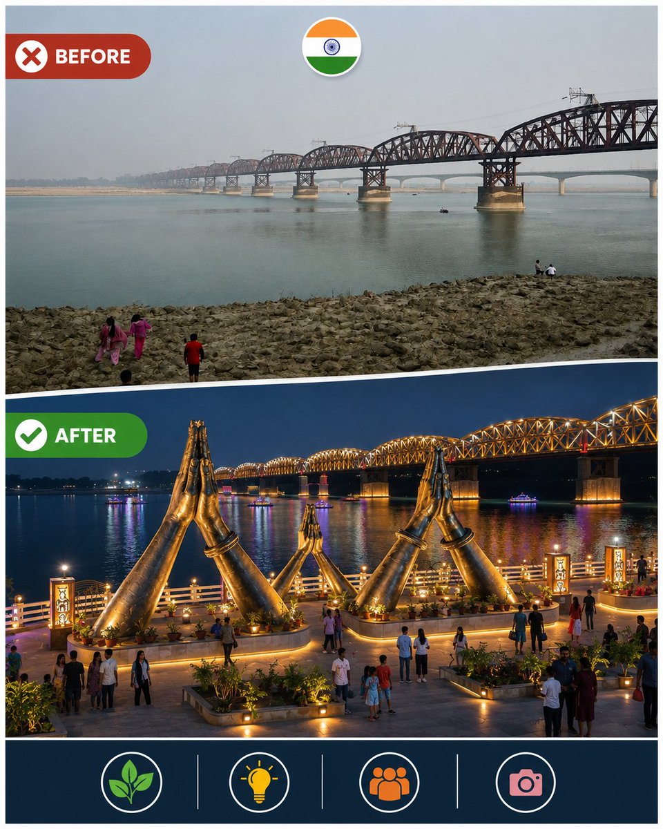 ShashiSimply's tweet photo. 📍Namo Ghat, Varanasi, UP 🇮🇳
One frame. Two eras.
Before vs After.
#JConGenzModiDelivers https://t.co/PiSePikPi1