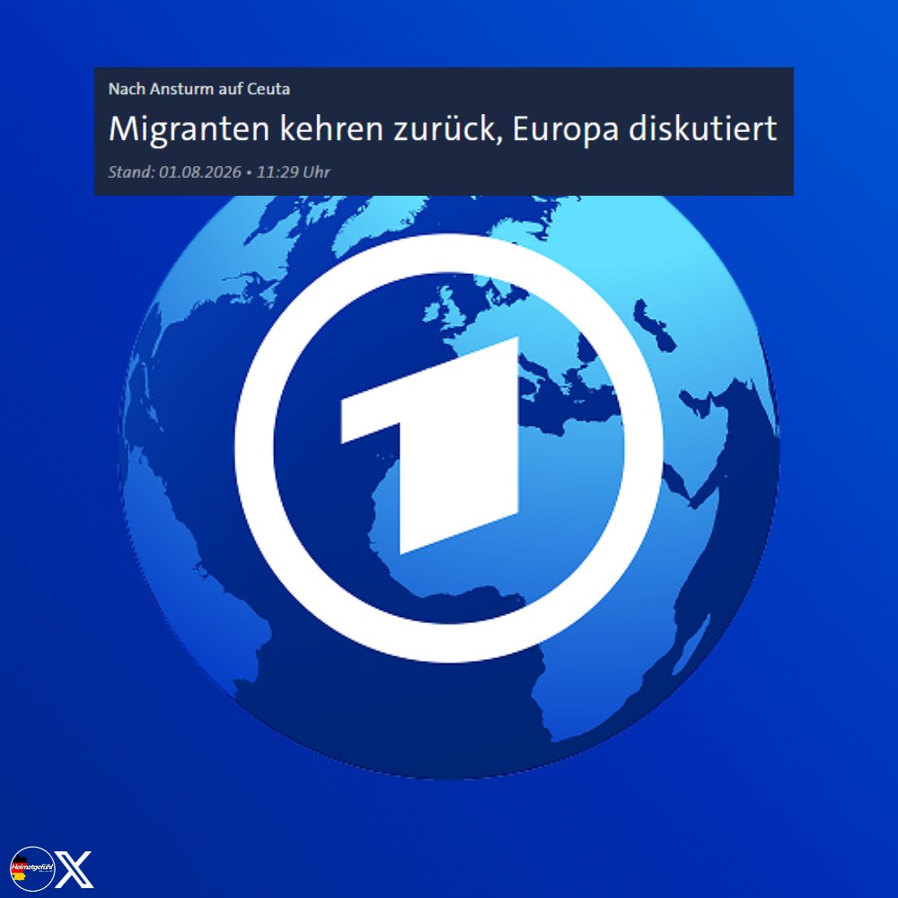 HeimatliebeDE's tweet photo. Die Tagesschau berichtet, dass die meisten illegalen Migranten zurück in Marokko seien.

Das ist eine Lüge!

Journalisten aus verschiedenen Ländern sind nach Ceuta gereist und berichten von vor Ort. So gut wie keine illegale Migranten sind zurückgereist. Sie verstecken sich in den Bergen und in der Stadt.

Tausende illegale Migranten machen sich bereit, weiter nach Europa zu ziehen. Man kann davon ausgehen, dass sie auf das spanische Festland wollen und weitere nach Frankreich und Deutschland kommen.