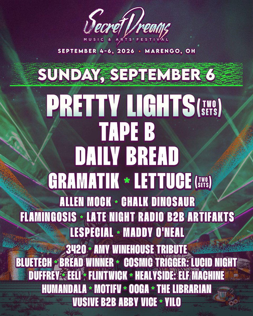 SecretDreamsOH's tweet photo. 👀 Daily lineups are here 👀

2-day and single-day 🎟️ are now available in the 🔗 in bio https://t.co/764QmBewaJ