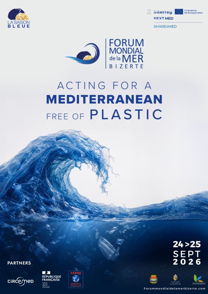 WestMedStrat's tweet photo. 🌊 Registrations are OPEN! 

The 9th Forum Mondial de la Mer - Bizerte kicks off on 25 September 2026 in Tunisia under the theme “Acting for a plastic‑free Mediterranean.”

Check the programme and secure your spot👉https://t.co/1KeFMhrUEl https://t.co/Q9SzwujL4l