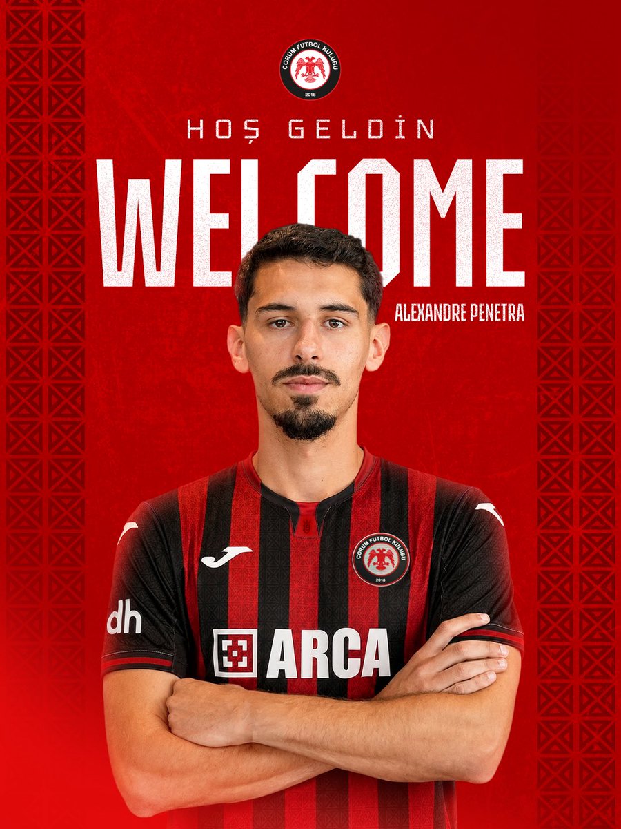 corumfk's tweet photo. Resmî Açıklama | Alexandre Penetra

Kulübümüz, profesyonel futbolcu Alexandre Penetra’nın transferi konusunda AZ Alkmaar ve oyuncu ile anlaşma sağlamıştır.

Arca Çorum FK forması altında başarılı bir kariyer geçireceğine olan inancımızla, Alexandre Penetra’ya hoş geldin diyor, yeni yolculuğunda üstün başarılar diliyoruz.

Kamuoyunun bilgisine saygıyla duyurulur.

Arca Çorum Futbol Kulübü