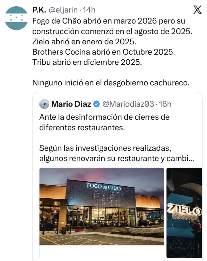 BryanXavez's tweet photo. @Mariodiaz03 @ElEspectadorHn @radioglobooo @radioamericahn @radiohrn @Abriendo_Brecha @HCHTelevDigital @CholusatSur36 @ChtvH3124 Que todos esos restaurantes abrieron en 2025 mandan a decir https://t.co/JDa94bqvf6