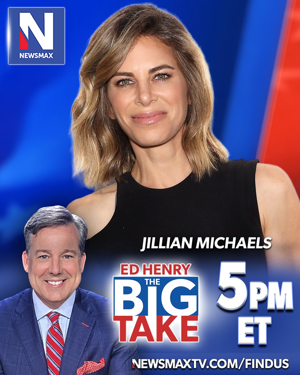 NEWSMAX's tweet photo. TONIGHT: Longtime celeb fitness trainer Jillian Michaels joins Ed to weigh in on the latest in the 'Make America Healthy Again' mission and more on "The Big Take" — 5 PM ET on NEWSMAX. MORE: https://t.co/967eypc7ul

@JillianMichaels https://t.co/MYQRyeXk1C