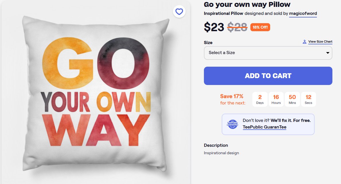 nimmitrends's tweet photo. "Go your own way" Quote with Pillow❤️Available on My Teepublic and Redbubble.
https://t.co/EJd1cNP7Ae

#pillow #homedecor #HomeDesign  #quotes #inspiration #motivationalquotes #giftideas #teepublic #findyourthing #redbubble #art #artwork https://t.co/JpSrW21u3o