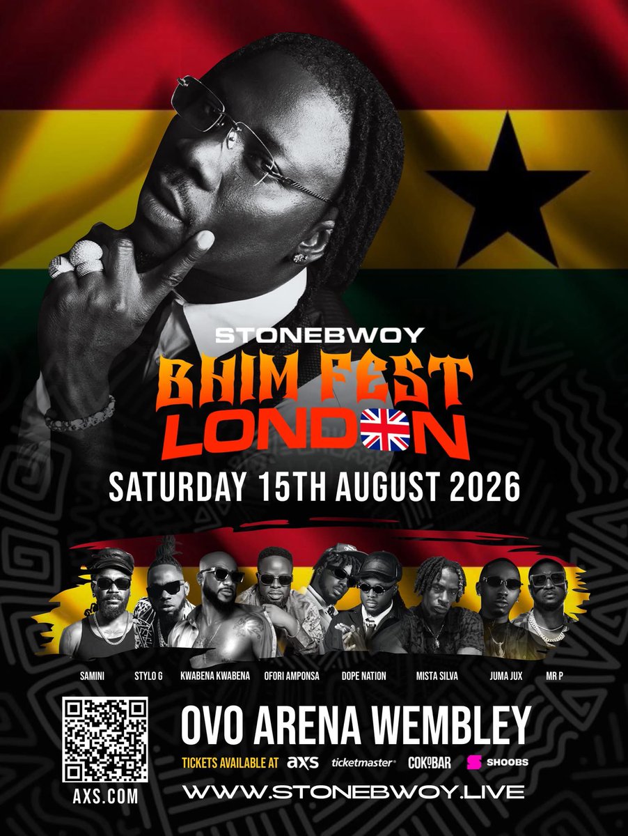 SIKAOFFICIAL1's tweet photo. History is about to be made, and you definitely don’t want to miss out!

On Saturday, August 15, 2026, Stonebwoy takes over London for BHIM FEST at the OVO Arena Wembley 🇬🇭🔥

Get ready for an unforgettable night as the BHIM Nation boss brings the energy to Wembley!

Grab last minute tickets now at https://t.co/lFr7x2iTDi

[🎥: Abi Babalola]