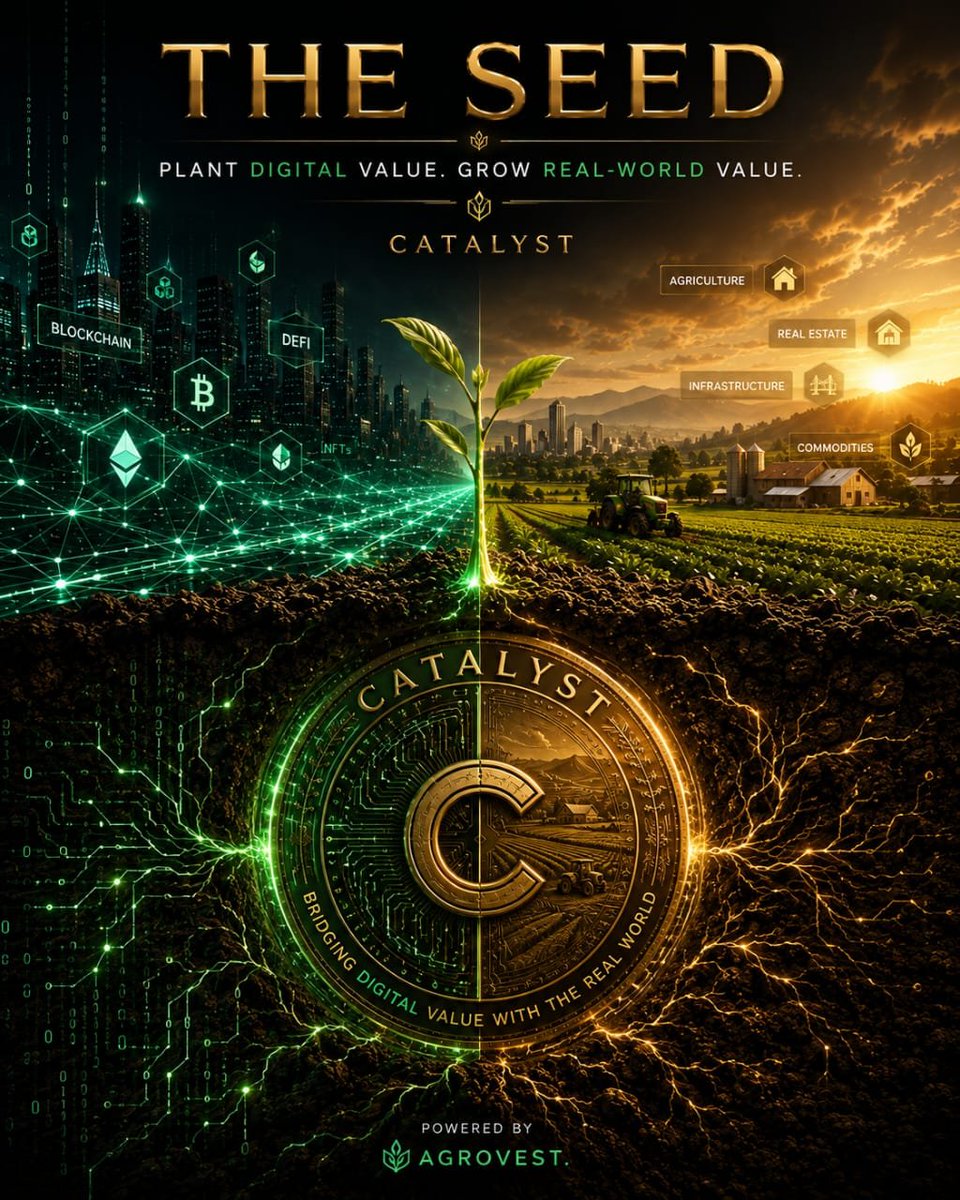 catalystcoin_'s tweet photo. Every transformation begins with something small.

Catalyst represents a vision of digital value reaching beyond the blockchain—connecting Web3 with real-world opportunities across land, agriculture, real estate, infrastructure, and more.

Like a seed planted beneath the surface, the foundation may not always be visible at first. But with the right ecosystem, it can grow into something tangible.

Plant digital value.
Grow real-world value.
Powered by Agrovest.

🌱 Catalyst — Bridging Digital Value With the Real World.

#Catalyst #Agrovest #Web3 #RWA #Blockchain #RealWorldAssets #DigitalAssets