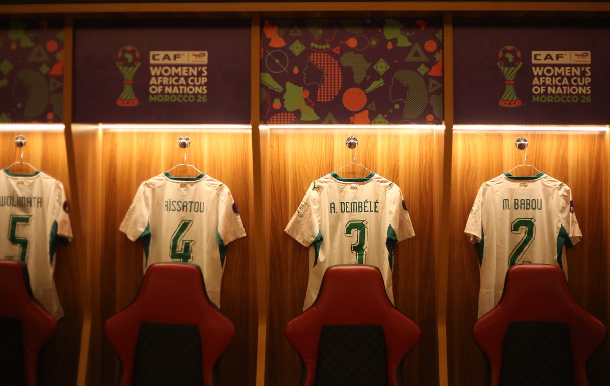 Fsfofficielle's tweet photo. Les vestiaires de nos Lionnes sont prêts. ✅👀 

#SENMAR #WAFCON2026 https://t.co/7nZvkJ2dBR