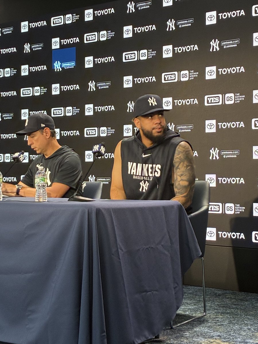 BryanHoch's tweet photo. First look at Luis Garcia Jr. in Yankees gear: https://t.co/mSkafPV41i