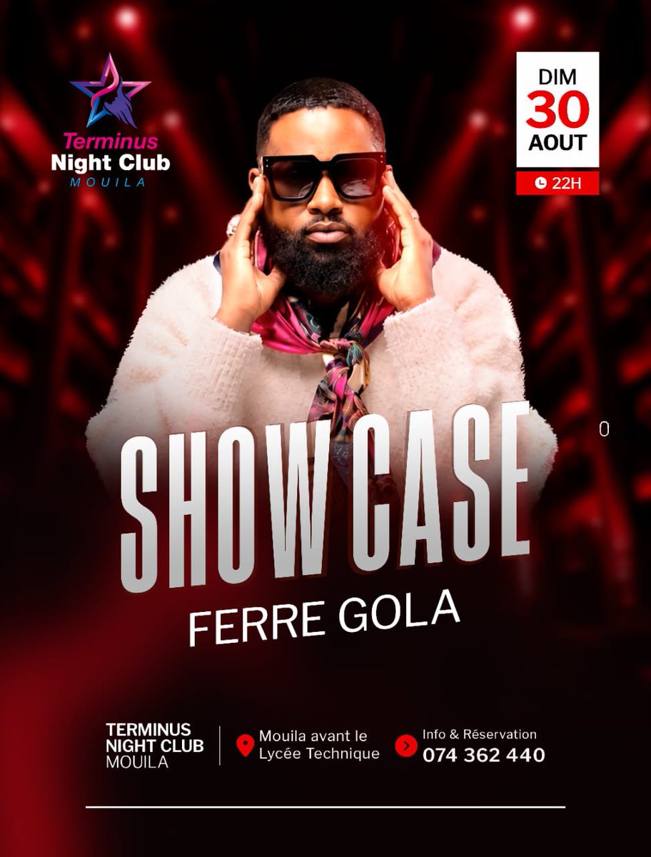 ferregola's tweet photo. 🔥 MOUILA, PRÉPAREZ-VOUS ! 🇬🇦
Le 30 août dès 22h, le Terminus Night-club va vibrer au rythme du Padre ! 🎤💥
Les places sont limitées, viens réserver ta soirée pour un show mémorable. On ne raconte pas l'événement, on le vit ensemble ! 🥂🔥 https://t.co/FPnmuCBHu3