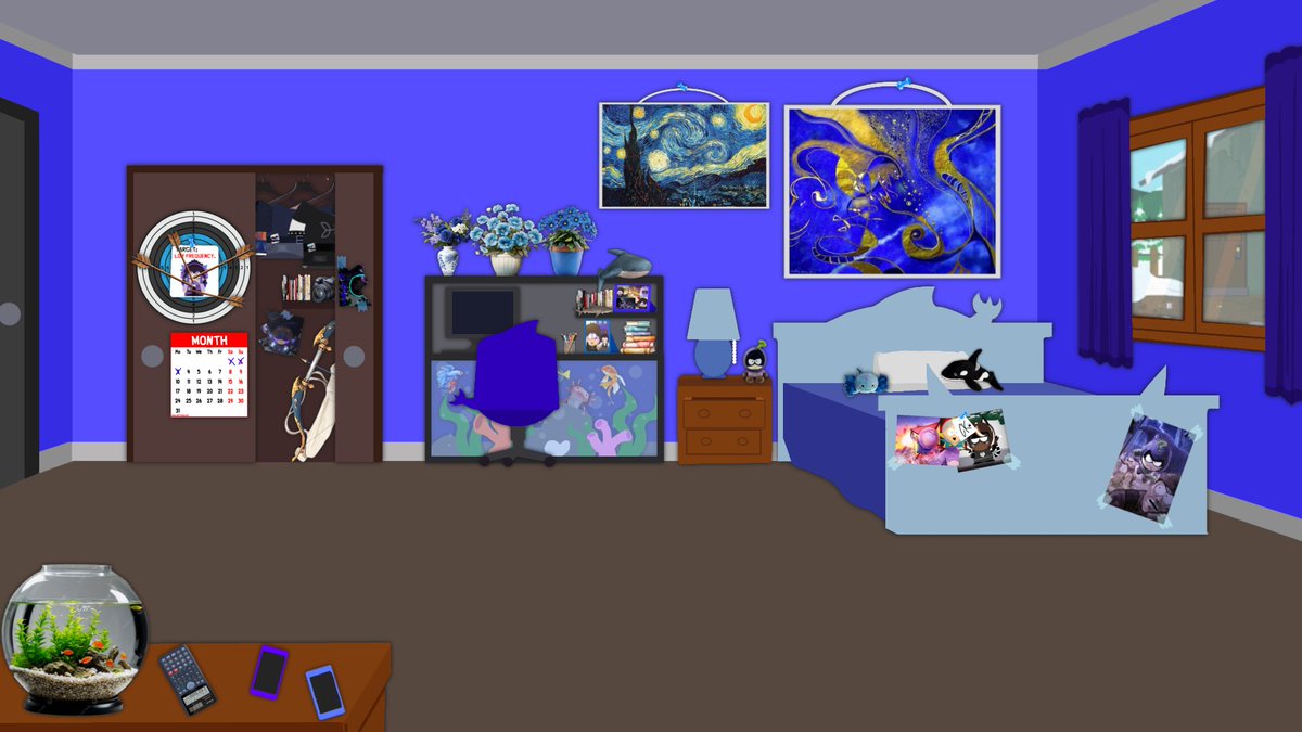 sh4rkfish's tweet photo. I MIGHT have decorated my sisters room a little too hard... isn't it great?! https://t.co/Kn33iUPvwk