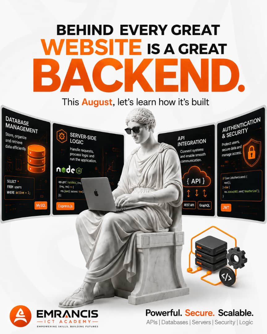 emrancis_ict's tweet photo. You probably used a backend system over 50 times today...
...and never noticed it
That's exactly what makes backend development so interesting
This month, We're diving deeper into the systems that power the web behind the scenes
#Emrancisictacademy #backendDevelopment #Coding https://t.co/3ce6NO7den