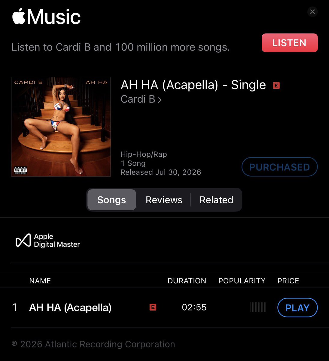 itsKenBarbie's tweet photo. 🚨| ACAPELLA versions of Cardi’s new single ‘AH HA’ are now available! RUN IT UP!

Explicit 🔗: https://t.co/zJ8tv87dDH

Clean 🔗: https://t.co/DVLU3QFREF https://t.co/fNBZeHHSet