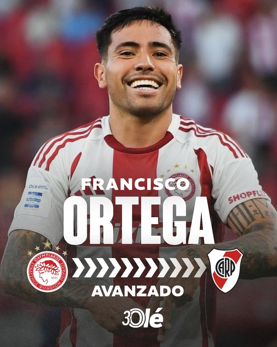 DiarioOle's tweet photo. 🔴⚪ RIVER TIENE NEGOCIACIONES AVANZADAS POR FRANCISCO ORTEGA

👀 El Millonario busca reforzar el lateral izquierdo y, en Núñez, aseguran que las negociaciones con Olympiacos atraviesan su etapa más avanzada

💰 La transferencia podría cerrarse en los próximos días por una cifra que rondaría entre los cinco y los seis millones de euros