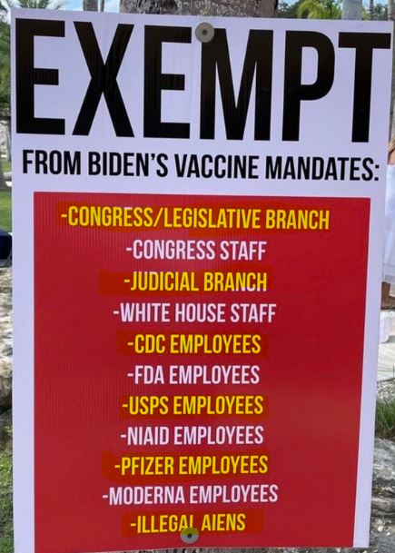 FreedomQuestNet's tweet photo. @drsimonegold Below is a list of all those who were EXEMPT from taking the jabs, while they forced these same jabs on everyone else.  They all need to be brought to justice for what they all did with their lies and coverups, including their crimes. https://t.co/dNJ17qebzt