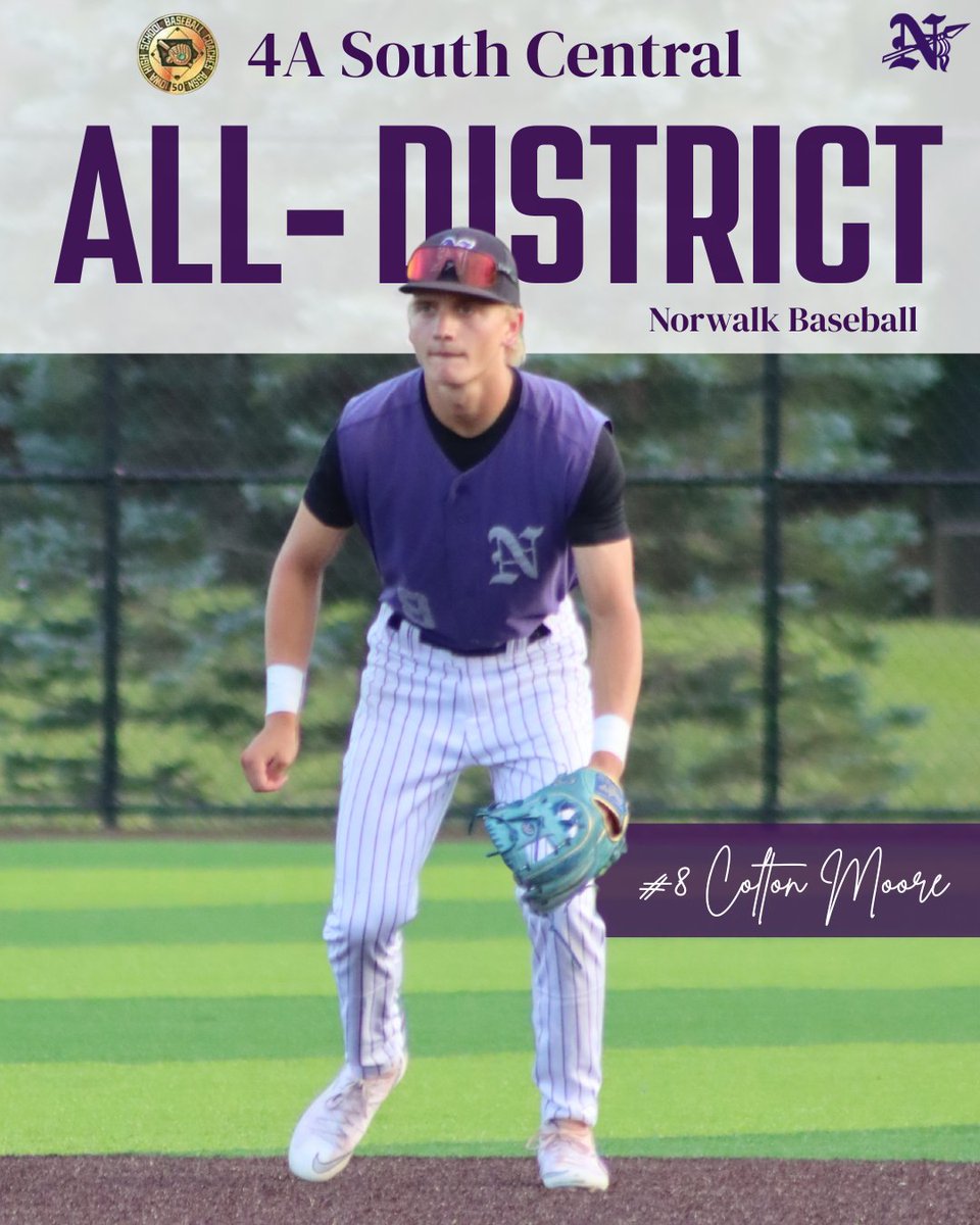 Norwalk_Pride's tweet photo. ⚾️Congratulations to Norwalk Baseball players, Rhylee Schmidt &amp; Colton Moore on being named to the Class 4A South Central All-District Team! @Norwalk_Bball https://t.co/KY0uYGOcB0
