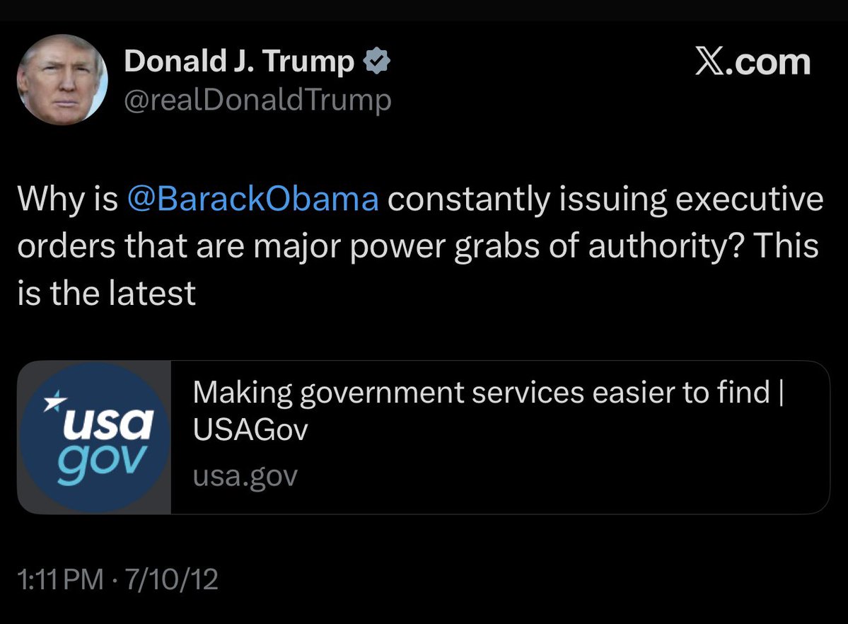 ArmitageX's tweet photo. @unusual_whales Remember when @realDonaldTrump used to bash others for using Executive Orders and not working with Congress? Presidents aren't supposed to be writing laws. https://t.co/X04zjVNY1V