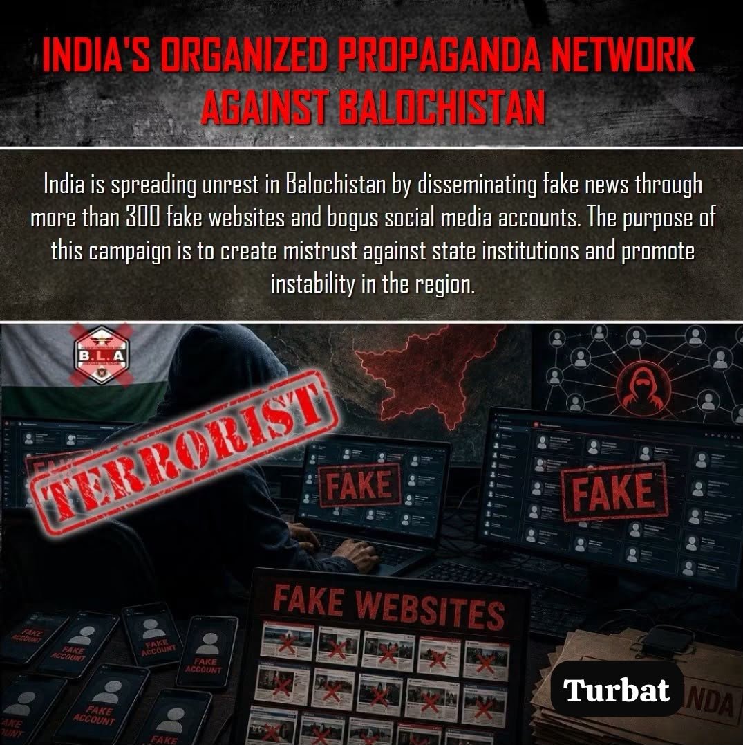 meerabbalochh's tweet photo. India’s organized propaganda network against Balochistan exposed.
Fake websites and social media accounts spread disinformation to create confusion and instability.
#Balochistan #FakeNews #Pakistan #Turbat https://t.co/qryHbTmPrw