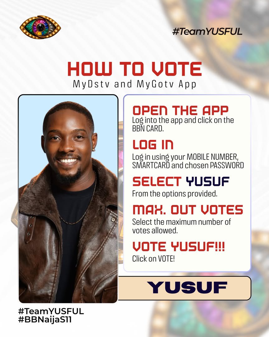 yusuftheactor_'s tweet photo. YUSFULS, it's time to show our strength. It's Voting O Clock!!! 

This is not the time to relax. It's time to deliver! Vote Yusuf relentlessly and let's keep him in the house till the last day.

VOTE YUSUF 
#YusufMuhammed #BBNaija #Yusfuls https://t.co/3E97MgXu0P