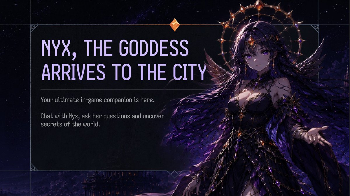 MidnightCitySim's tweet photo. The City has always had secrets. Now it has someone willing to answer questions about them.

Nyx has arrived.

Ask her about the agents. Ask her about the world. Ask her what Management hoped you would never notice.
https://t.co/C8WwSJL5aZ https://t.co/buZXA0SYZk