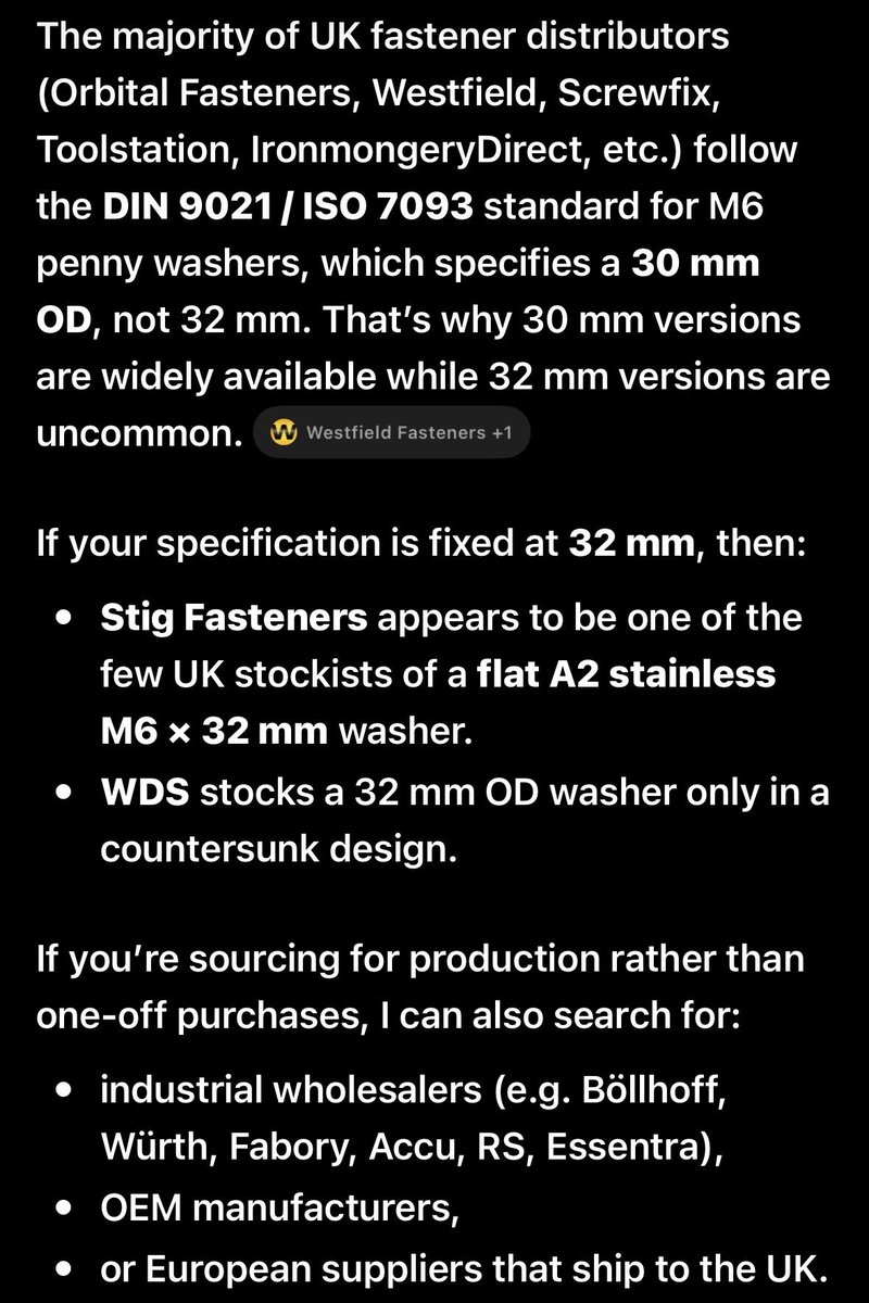 pistolejeff's tweet photo. @MicroSeed_io @TheGuySwann Thank you. I was thinking that regarding the overrun issues. I have found one supplier, but the industry standard in the UK is 30mm for a M6 washer, so it appears. https://t.co/HYf8xBhRmE