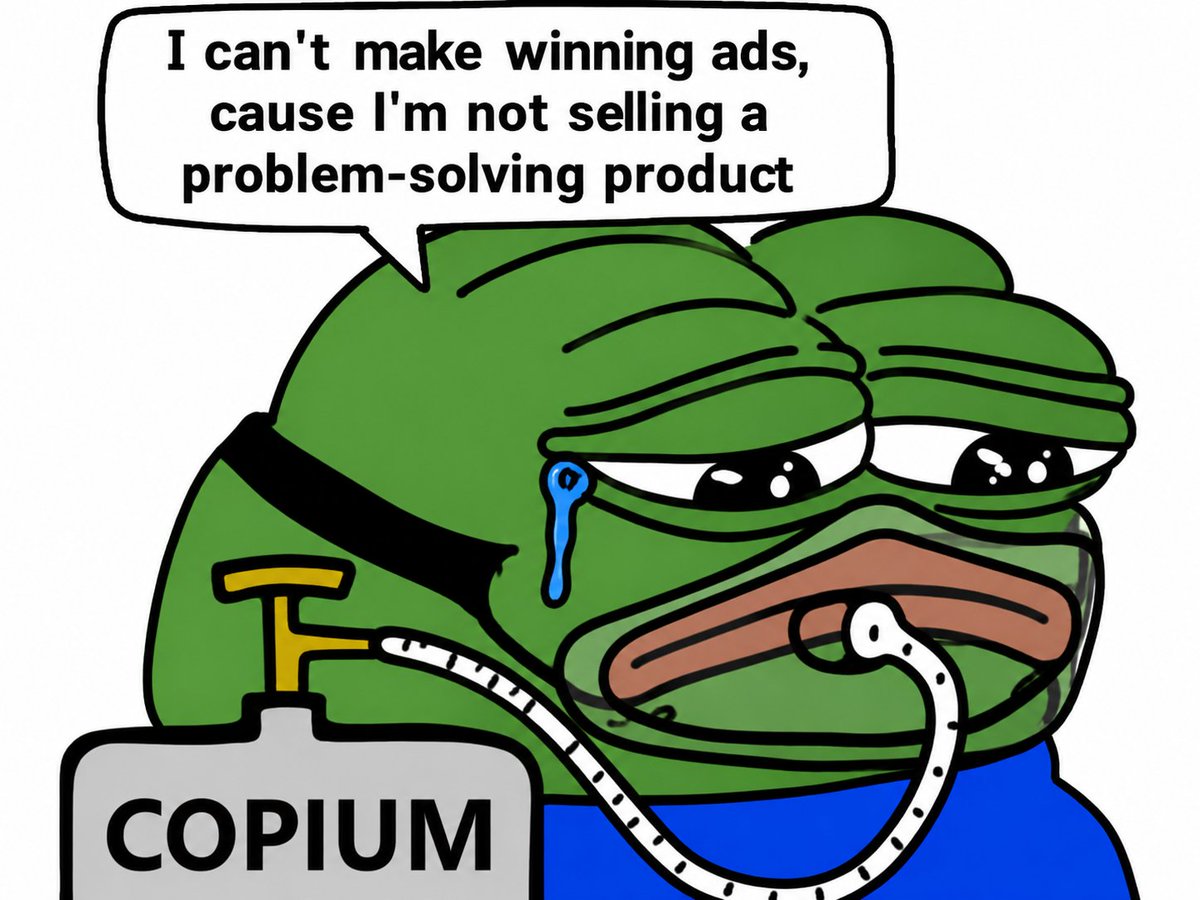 shauneng's tweet photo. "I'm not selling problem-solving products, it's hard to make ads🤓"
⠀
Skill issue
⠀
Look at True Classic. $300M/year selling plain t-shirts.
⠀
I think they're having a pretty good time
⠀
The fundamentals don't change just because there's no problem to solve.
⠀
Here's what you need locked in:
⠀
1) Desire

These are the basics, yet 90% of you already fail here.
⠀
Most of you still do this:

- Premium cotton, reinforced stitching, perfect fit
- Nobody gives a sh*t
- Ad flops
⠀
9-figure brands like True Classic show the deep desire.
⠀
Their ads are always like:

"my ex can't stop calling me again." 
Or 
"my wife suddenly finds me attractive again."
⠀
And before you say "fit is a problem they solve", exactly. 

It's a plain t-shirt and they still dug up a desire worth selling. That's what research does.
⠀
Fragrance brands run the same play. They don't just say "it smells good" and leave it there. 

They show you a girl who gets in the car and can't get over the guy wearing it.
⠀
That reaction is what's actually being sold. The cologne is just what gets you there.
⠀
Find the outcome, not the feature.
⠀
2) Targeting

True Classic, Cuts, BYLT Basics. 
There's a ton of brands out there selling the literal same shirt.
⠀
True Classic's playing for the husband trying to win his wife's attention back.
⠀
BYLT goes after the guy who wants to look like the young, cool CEO everyone respects.
⠀
That's the whole game.
⠀
Big brands lock into one position and don't move off it.

That doesn't shrink the market, it leaves WHITE SPACE around them.
⠀
Copy the leader's angle and you're just a worse version of something people already trust more.
⠀
Find the white space instead.
⠀
You need to be EXTREMELY clear on these before you start coping about it being "hard" to make ads.
⠀
3) Format

Desire and targeting get you the message. But you still need to figure out how to actually show it, the format.
⠀
The format that lands depends entirely on who's watching.
⠀
Grandma scrolling Facebook stops for a slow talking-head. 
A 19 year old into beauty stops for a UGC girl yapping into her phone.
⠀
You don't even need to spend a dollar to find out what works, it's already sitting there organic.
⠀
Go look at whatever's already stopping the scroll in your category. That's your format. 

Steal it, plug your message in.
⠀
It's like method acting. 

You need to start thinking like your avatar and talking like them in your ads.
⠀
This takes hours and hours of research and application.
⠀
But the ones who actually do it get rewarded for it.
⠀
There's a guy in Evolve who scaled from $20k/day to $108k/day in a year. Selling BEDDING.
⠀
He spent hours researching to find his desire and identify the white space.
⠀
If bedding can print $108k days, "my product doesn't solve a problem" was never a valid excuse.
⠀
Fashion, home decor, whatever it is you're selling. 

If you think the fundamentals don't apply just because there's no problem to solve, you've got it backwards. 

Human desires stay the same.
⠀
This is why you're struggling to make ads for your product. 

You're half-assing your research and coping by blaming it on "non-problem-solving" products.
⠀
Few.