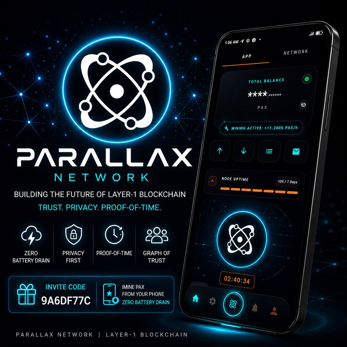 MdTanvirpax's tweet photo. ๐ Parallax Network is building the future of Layer-1 blockchain with Trust, Privacy, and Proof-of-Time.
๐ฑ Mine PAX from your phone with zero battery drain and start building your Trust Score today.
๐ Invite Code: E2BB76B9
#ParallaxNetwork #PAX #Layer1 #Web3 #MobileMining https://t.co/DKr1X3TxVh