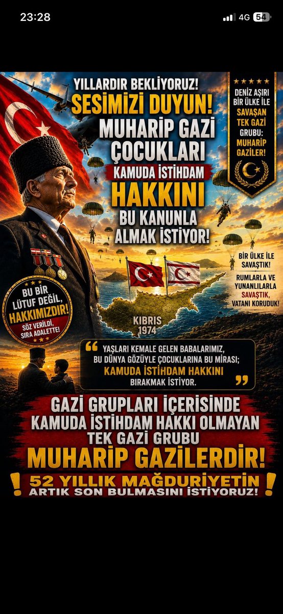 Ceren9110533591's tweet photo. @MahinurOzdemir 52 YILLIK MAĞDURİYET UZUN ÇALIŞMALAR SONRASİ SON BULSUN. MUHARİP GAZİ ÇOCUKLARI İSTİHDAM BEKLİYOR. NE ZAMAN VERİLECEK 
SAYIN CUMHURBAŞKANIM?
SAYIN BAKANIM?
SAYIN VEKİLİM?
SAYIN TÜRKMEN BEYİM?
@RTErdogan
@dbdevletbahceli
@hulusiakarmedya 
@Akparti 
@MHP_Bilgi
@celebimehmeta https://t.co/EFIl8njxLb