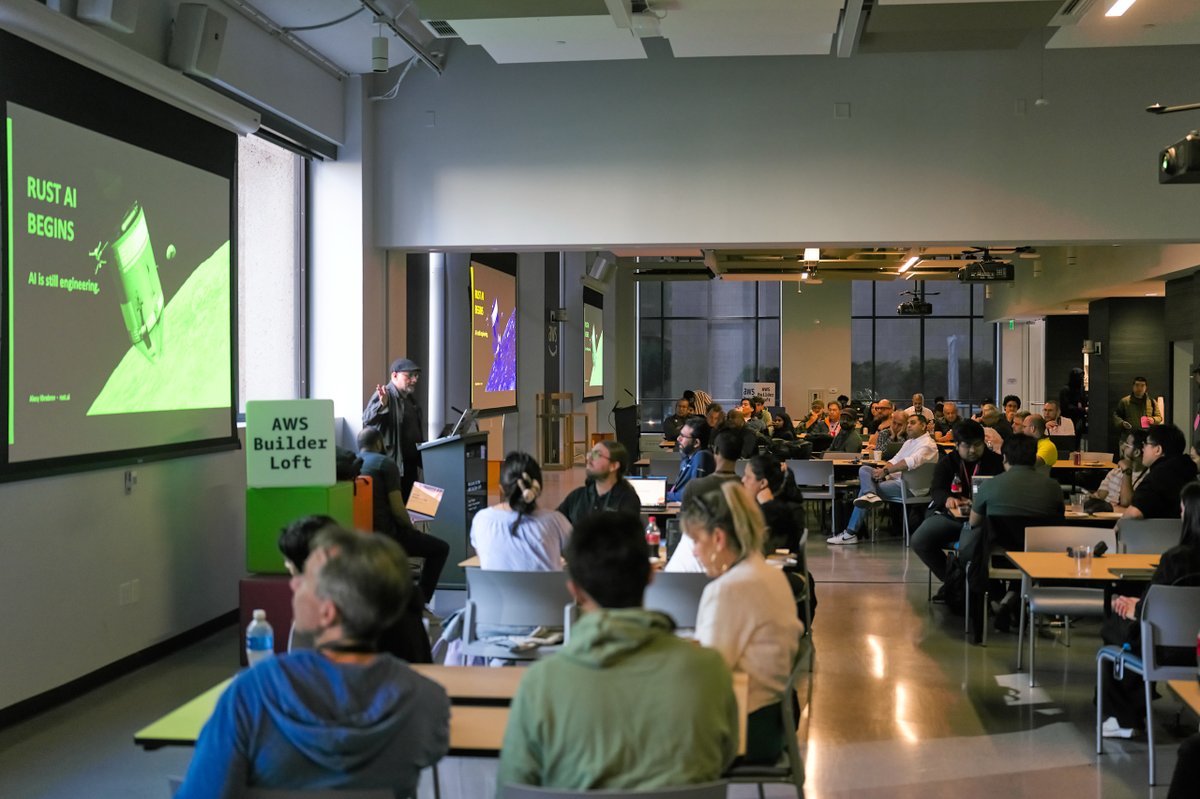 cocoindex_io's tweet photo. Full house at the first ever inaugural Rust AI Begins meetup in SF AWS Loft 🔥. With an amazing community pushing the boundaries of what’s possible with Rust and AI.

We are excited to share our work about high permanence Rust Engine for fresh context  @LinghuaJ  along with infra friends at @databricks , @temporalio , @valkey_io , @LakeSail , @ApacheIggy / laserdata  and many amazing Rust projects that defines today's landscape for Rust AI Infrastructure. We’re also thrilled to see such passionate and in-depth discussions from the community.

Thanks a lot for hosting the amazing mini conf @ChiefScientist @newfront  and we are excited to build along with the amazing Rust community 🩷 !