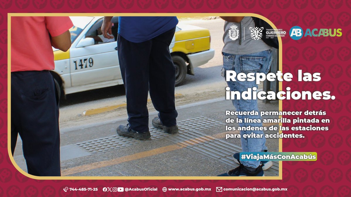 acabusoficial's tweet photo. Al aguardar en las estaciones, es indispensable permanecer detrás de la línea amarilla hasta que las unidades se detengan completamente para iniciar el abordaje de forma segura. ⚠️🚉 #ViajaMásConAcabús 🚌 https://t.co/f1tMiCq84V