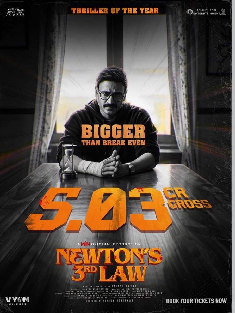 vyomcinemas's tweet photo. THE LAW HAS BEEN PROVEN! 🔥

#Newtons3rdLaw creates a storm and emerges as a GRAND SUCCESS! 🎉

A thrilling ride loved by audiences everywhere. ❤️

🎬 Still winning hearts in theatres!

#Newtons3rdLaw #GrandSuccess #TeluguCinema #VyomCinemas #ThrillerOfTheYear https://t.co/Ua9tIEbmWJ